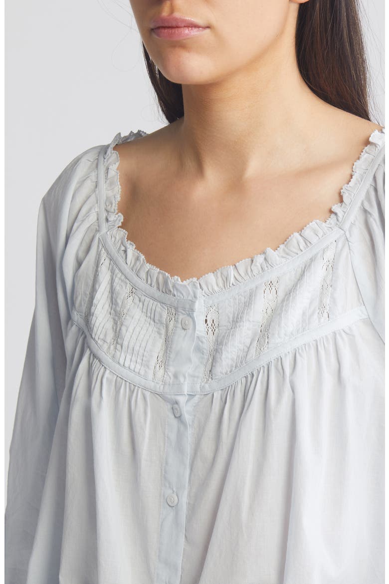 Ruffle & Lace Cotton Top, Alternate, color, BLUE ILLUSION