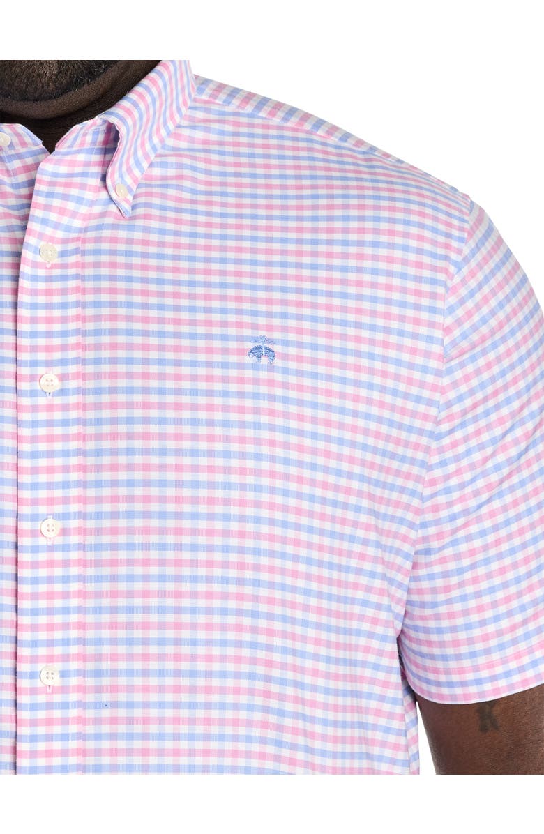 Brooks Brothers Big & Tall Non-Iron Gingham Sport Shirt, Alternate, color, Pink Blue Ging