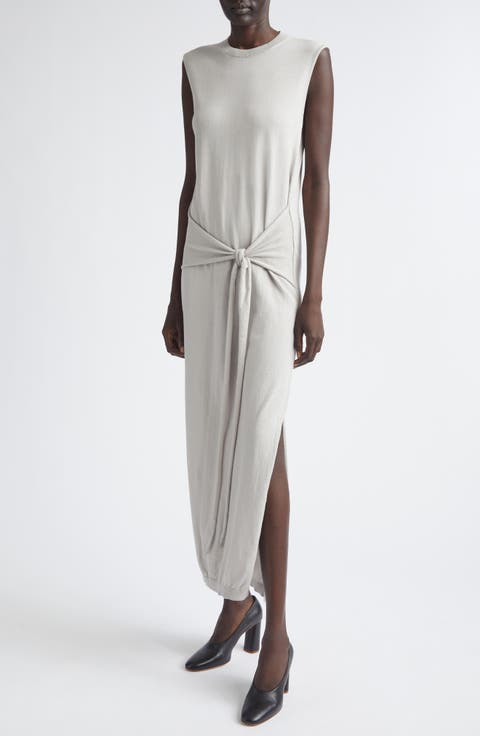 Knotted Cotton Crepe Sweater Dress