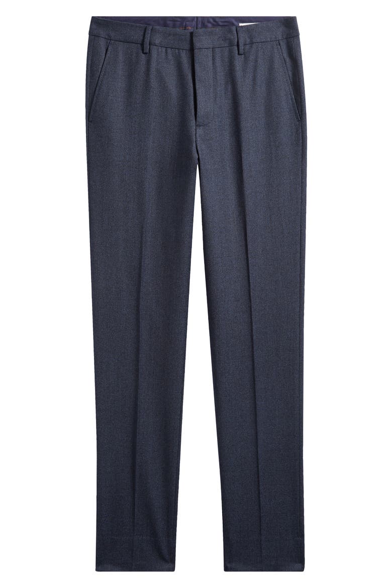 Jetsetter Italian Wool Houndstooth Dress Pants, Main, color, DARK NAVY HOUNDSTOOTH