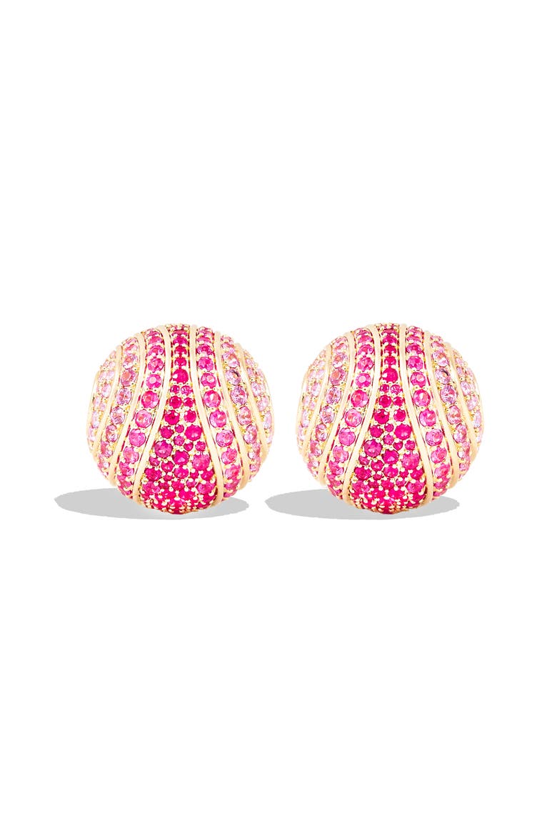 Revel Large Bead Huggie, Main, color, Ruby, Pink Sapphire- Gold