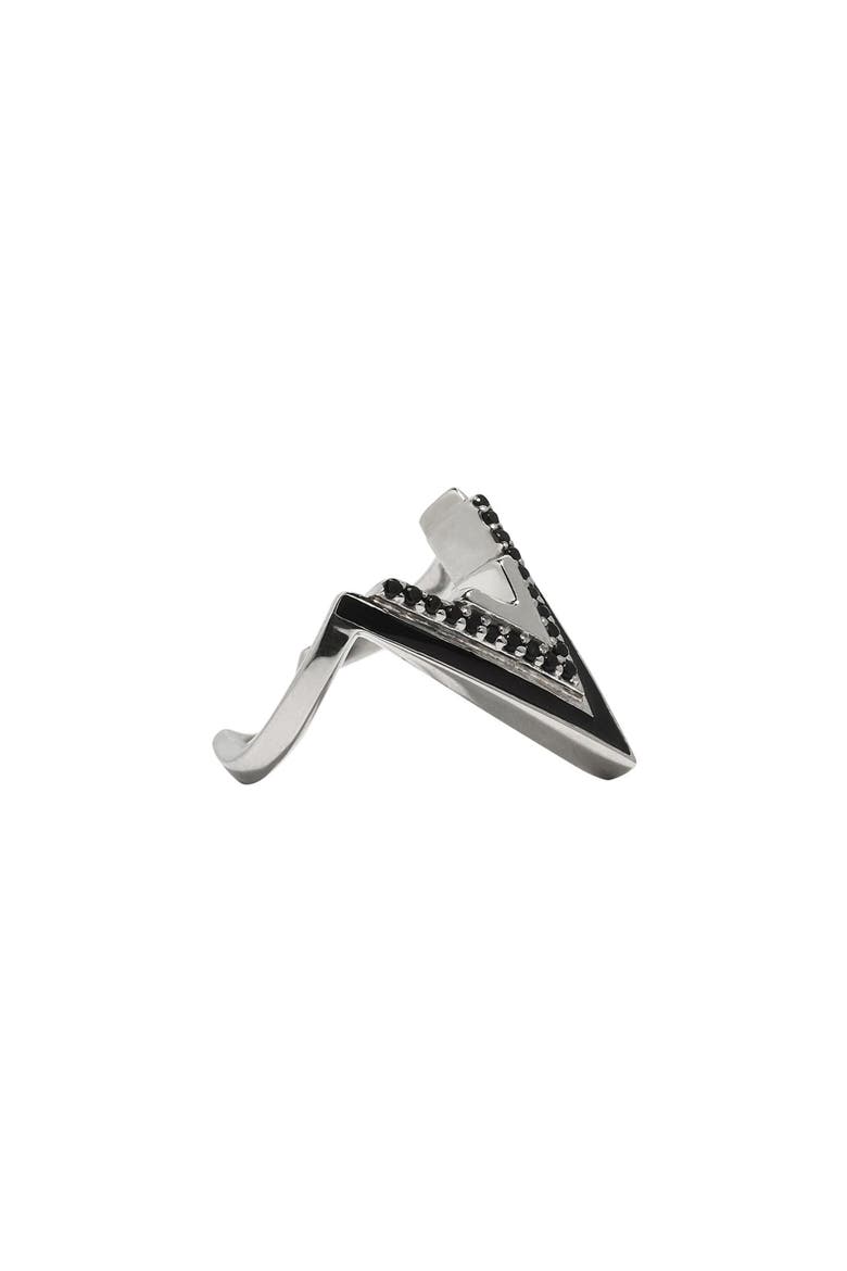 Valor Iconic V Onyx Silver Ring, Alternate, color, Silver & Black