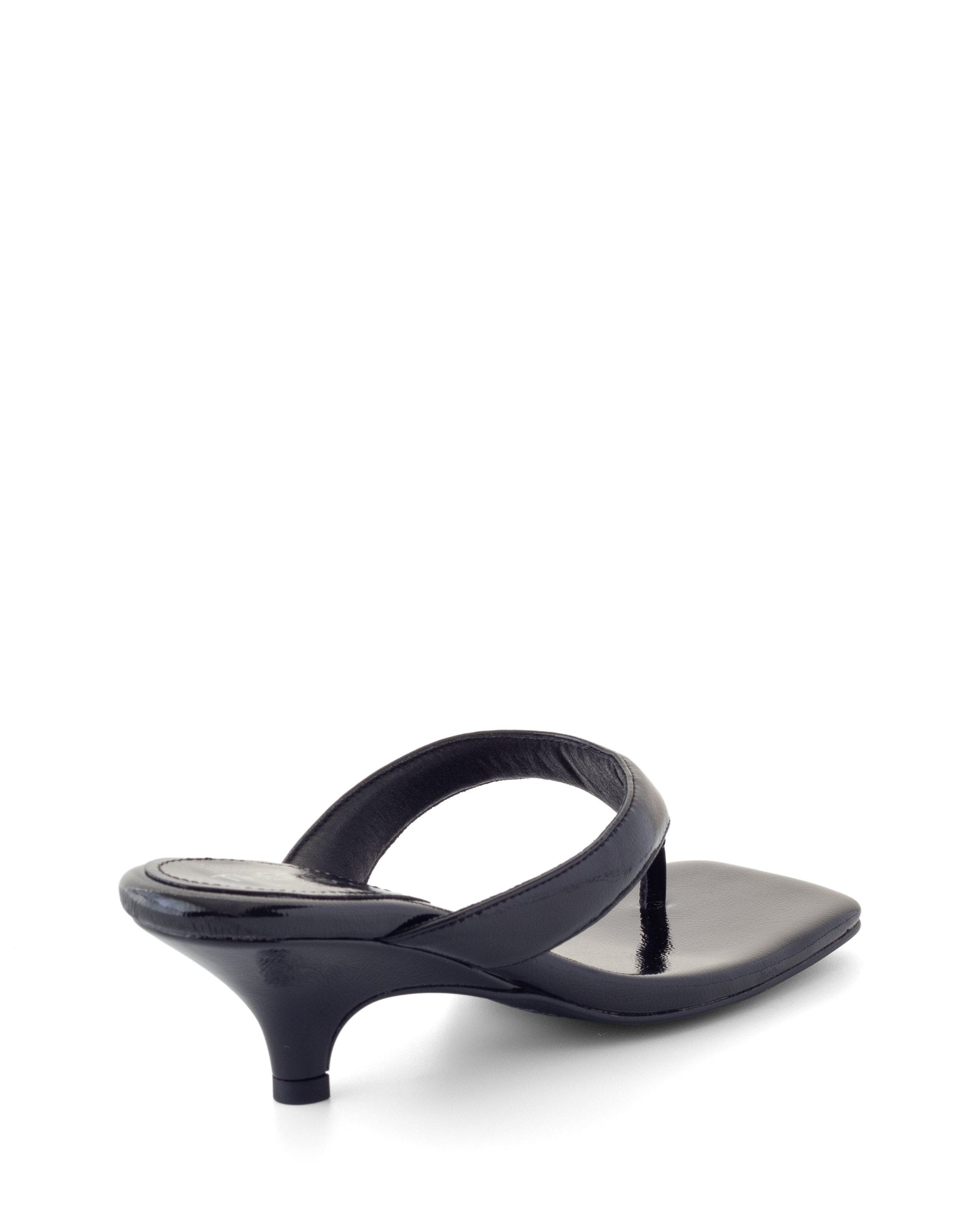 North Square Toe Thong Heel, Alternate, color, Black Crinkled Patent PU