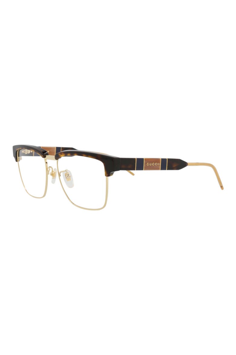 52mm Half Rim Square Optical Frames, Alternate, color, HAVANA HAVANA TRANSPARENT