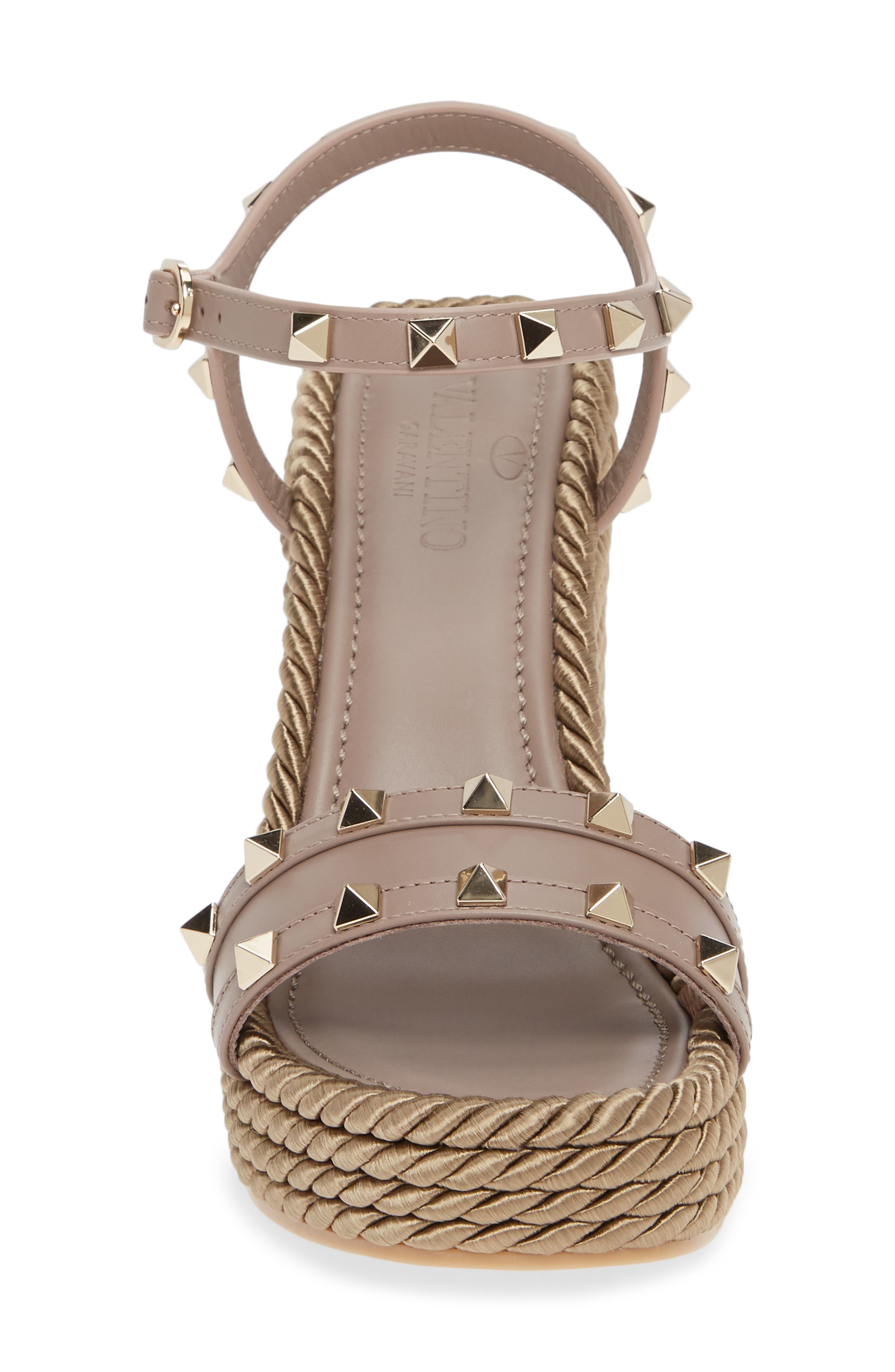 Rockstud Thorchon Espadrille Wedge Sandal, Alternate, color, TAUPE