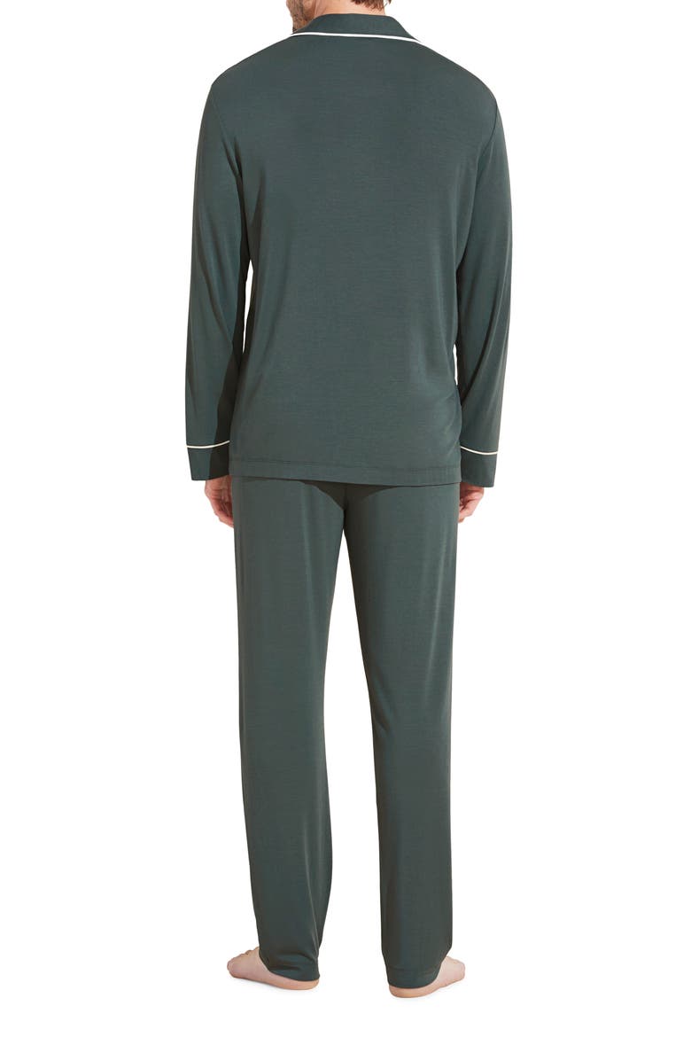 William Stretch Tencel® Modal Long Pajamas, Alternate, color, PINE/IVORY