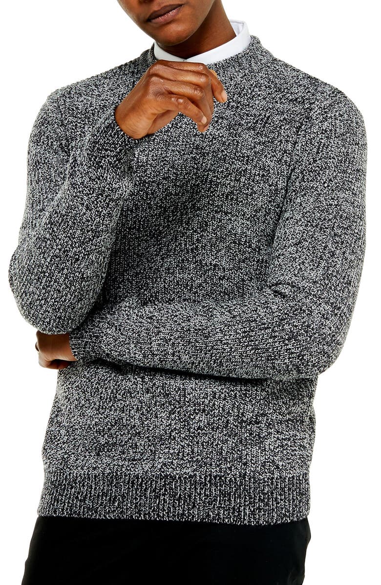 Topman Jaspé Crewneck Sweater, Main, color, 
