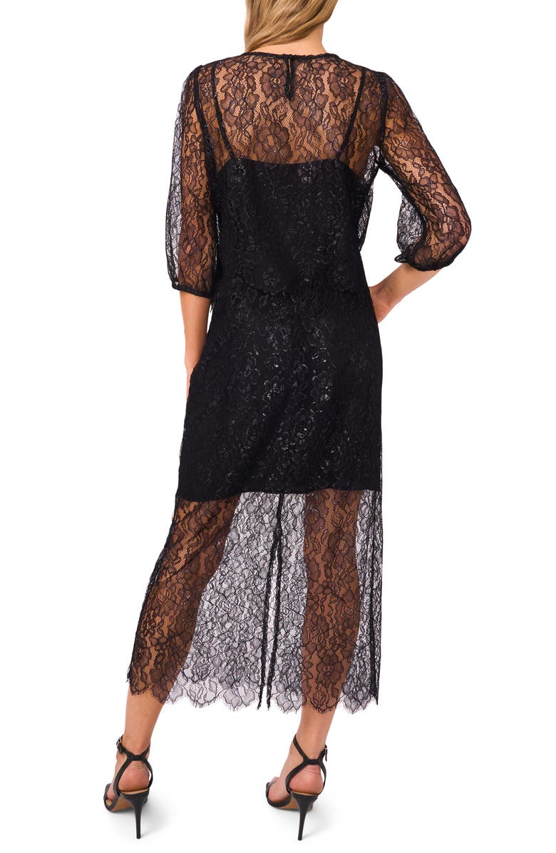 CeCe Metallic Floral Lace Top, Alternate, color, Rich Black