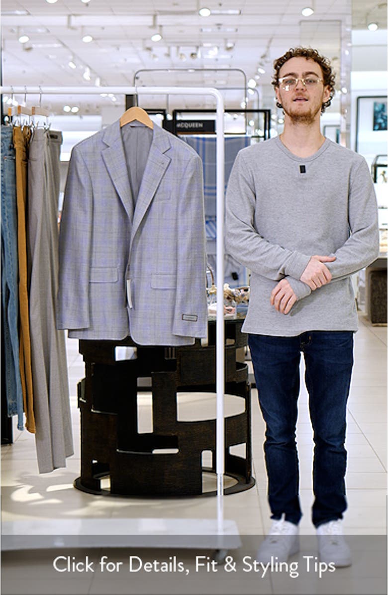 Kei Trim Fit Light Grey Plaid Cashmere & Linen Blend Sport Coat, sales video thumbnail