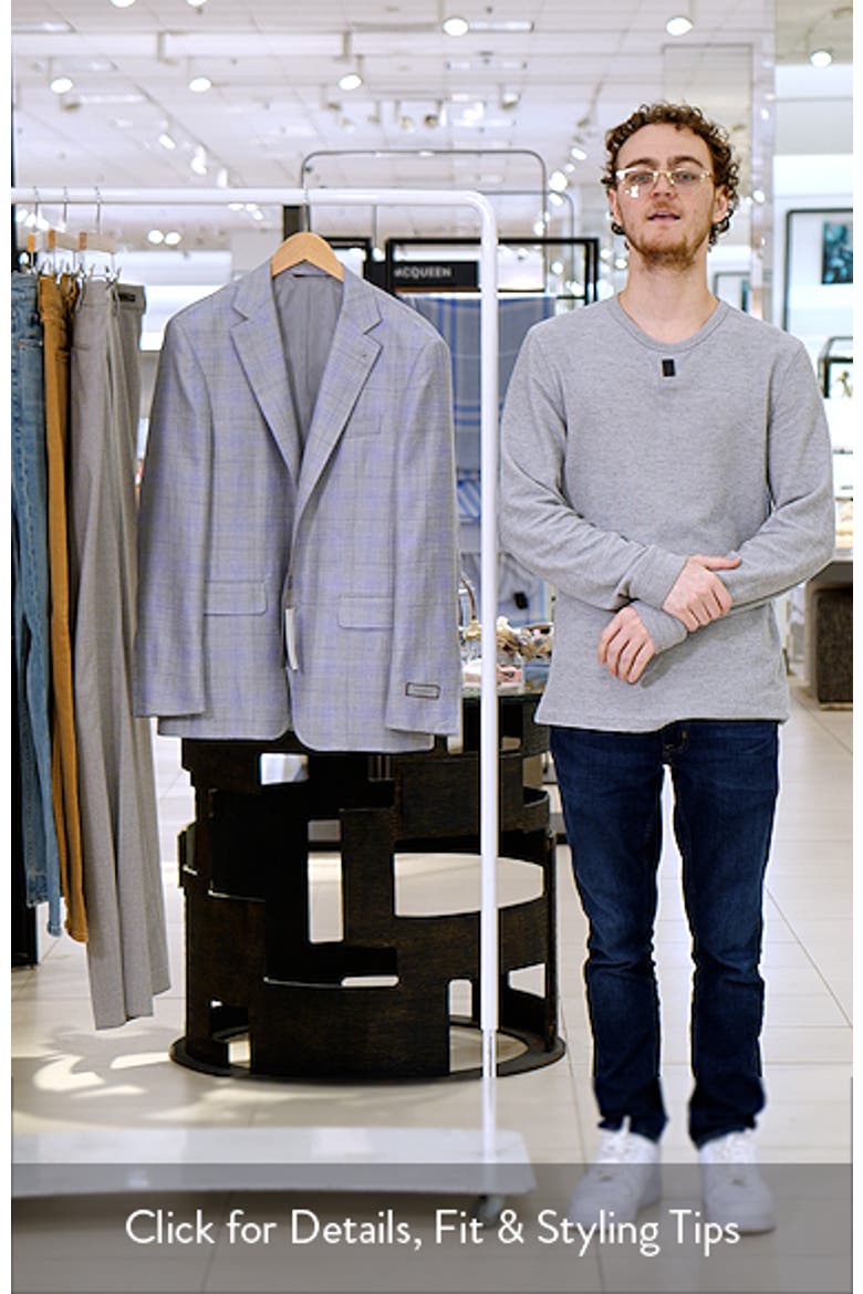 Kei Trim Fit Light Grey Plaid Cashmere & Linen Blend Sport Coat video