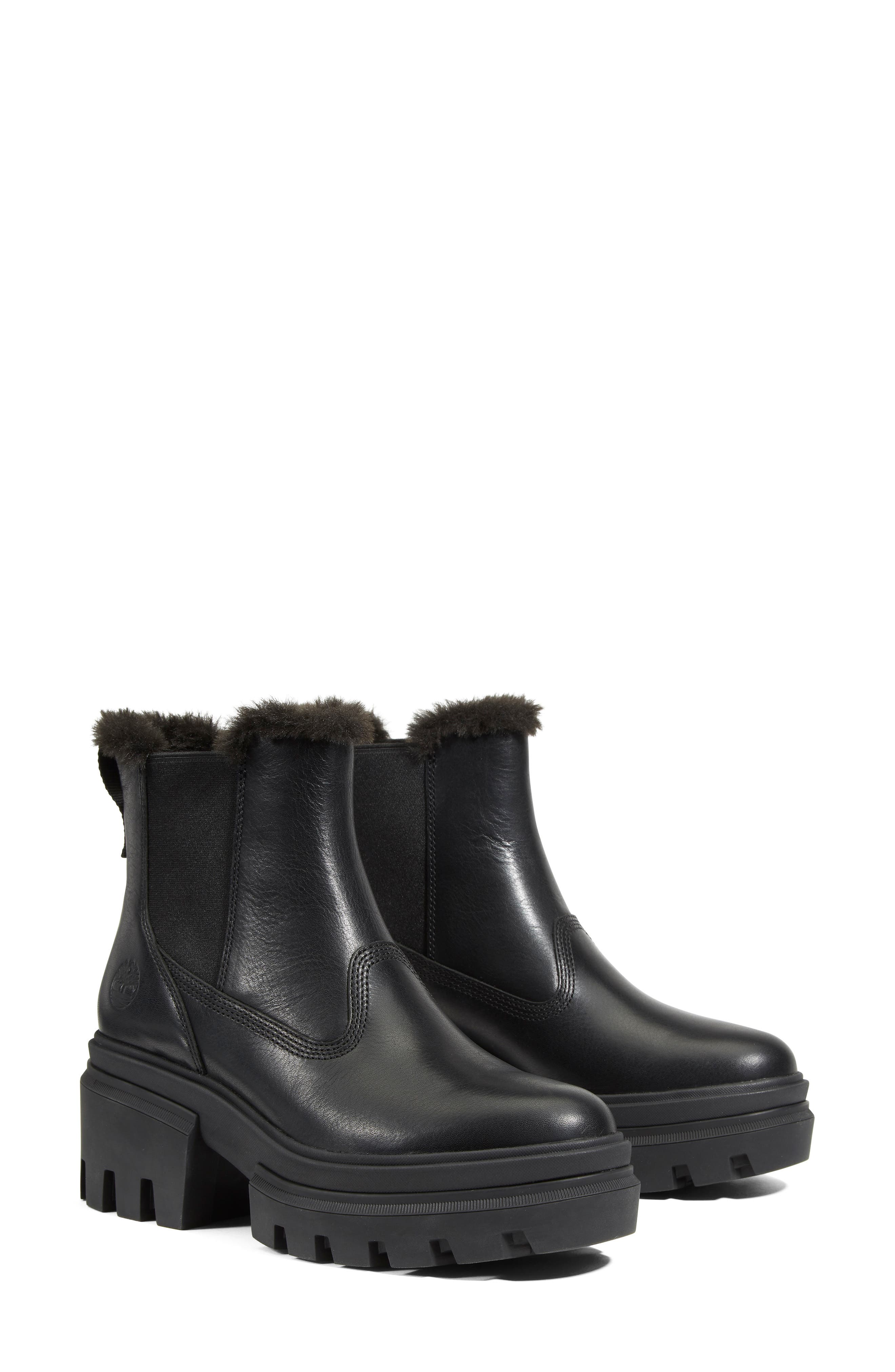 Timberland Everleigh Faux Fur Lined Platform Chelsea Boot, Main, color, 