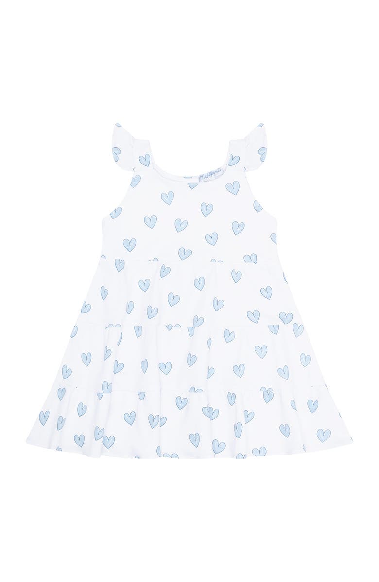 Nellapima Blue Heart Print Ruffle Dress - Toddler, Main, color, Blue
