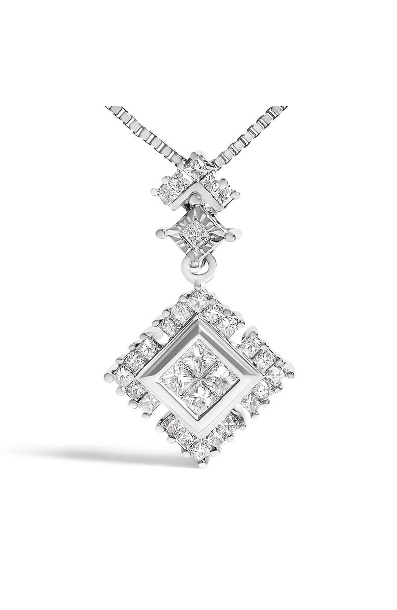 Haus of Brilliance 10K White Gold 1/2 Cttw Princess Cut Rhombus Drop Pendant Necklace, Alternate, color, White Gold