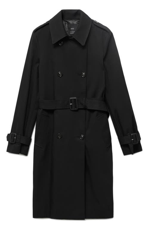 Mango Classic Belted Trench Coat In Black
