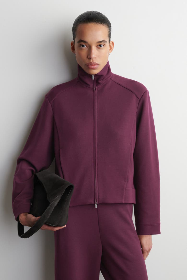 Scuba Knit Track Jacket, Main, color, BORDEAUX
