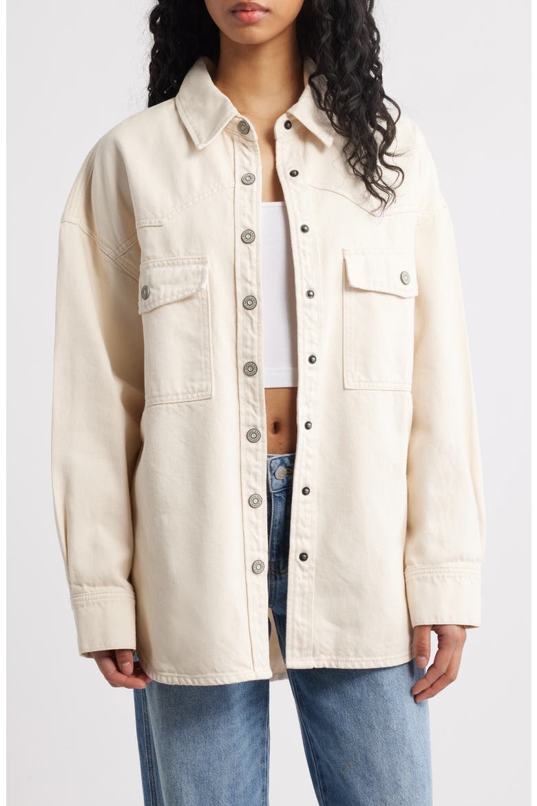 Oversize Western Denim Shirt, Main, color, KHAKI