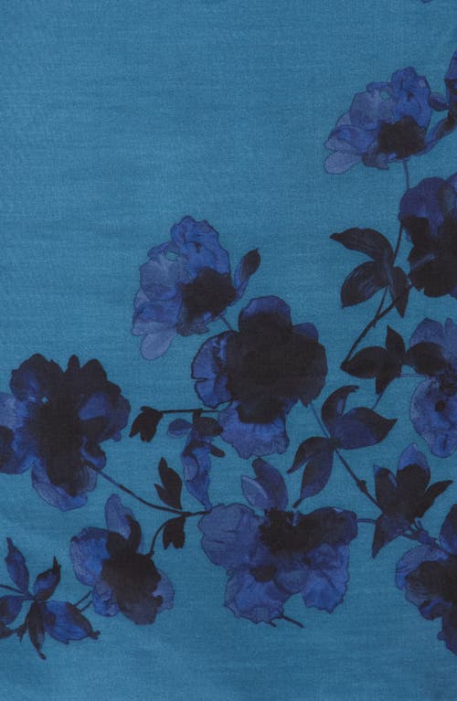 Bcbg Floral Shadow Square Scarf In Blue