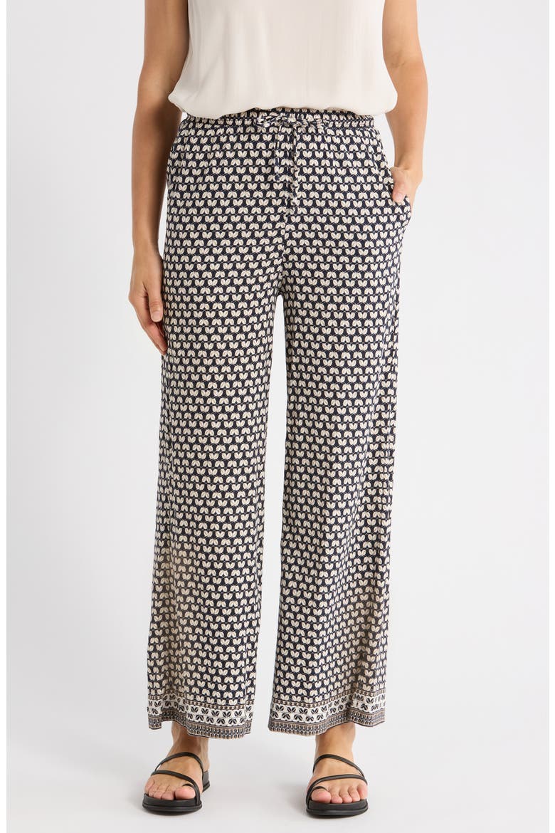 Drawstring Wide Leg Pants, Main, color, NAVY/ CAMEL