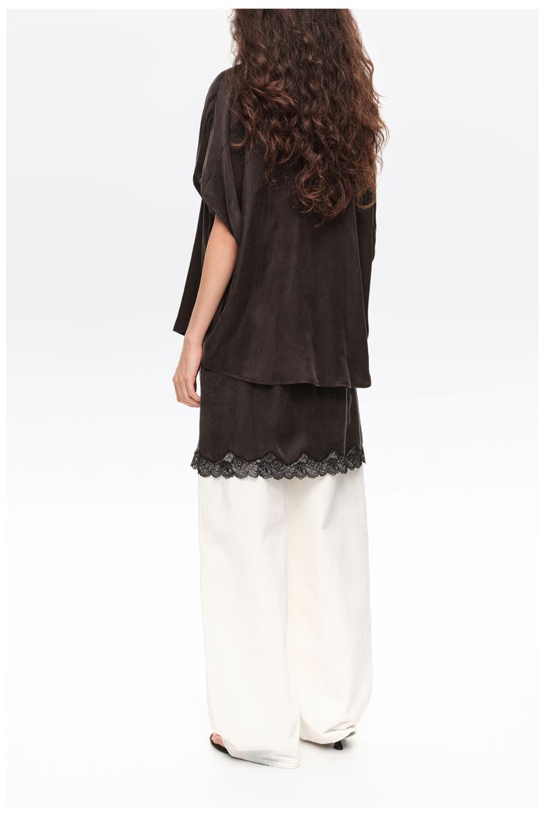 Knotted neckline cape shirt, Alternate, color, WASHED BLACK