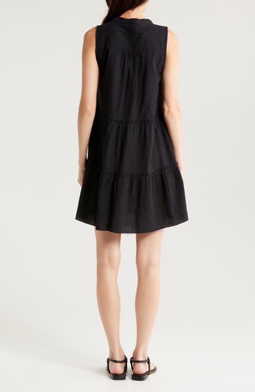 Elan Tiered Cotton Blend Cover-up Dress In Black