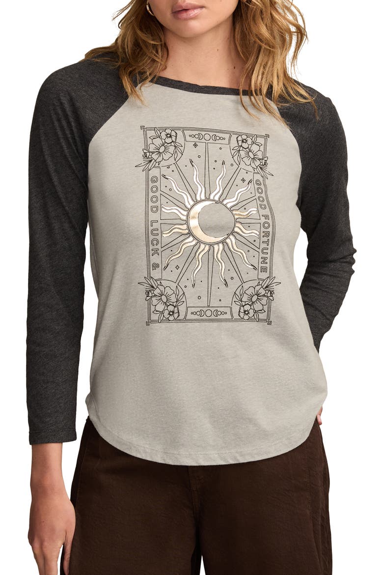 Good Fortune Sun Poster Raglan Top, Main, color, GREY/ JET BLACK