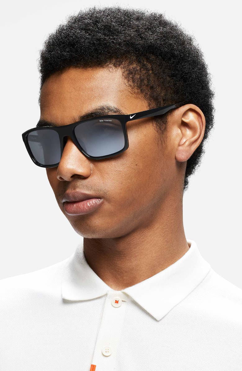 Nike Fire L 58mm Polarized Rectangular Sunglasses, Alternate, color,