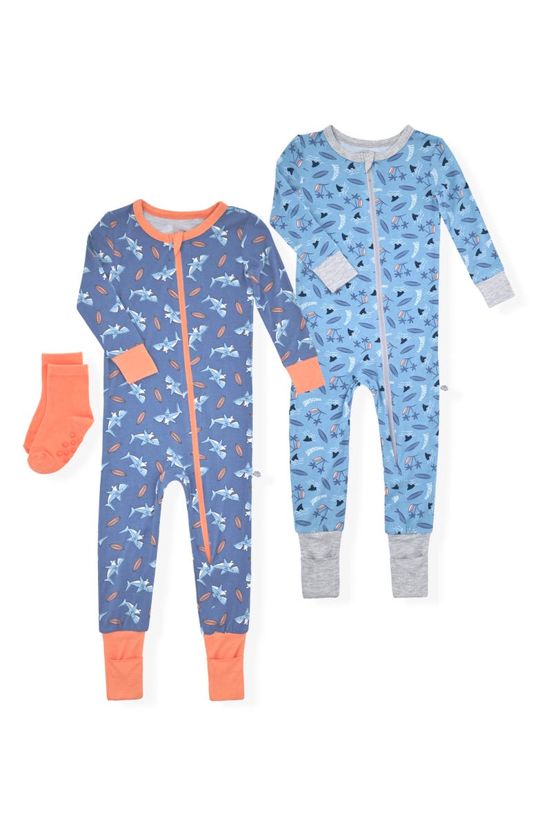 SLEEP ON IT Coverall Pajamas & Socks Set, Main, color, Blue
