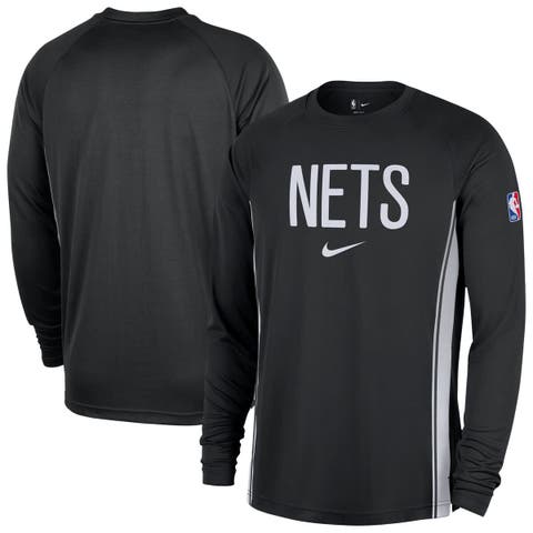 Men's Nike Black Brooklyn Nets 2025/26 Authentic Pre-Game Legend Dri-FIT Long Sleeve Shooting Shirt