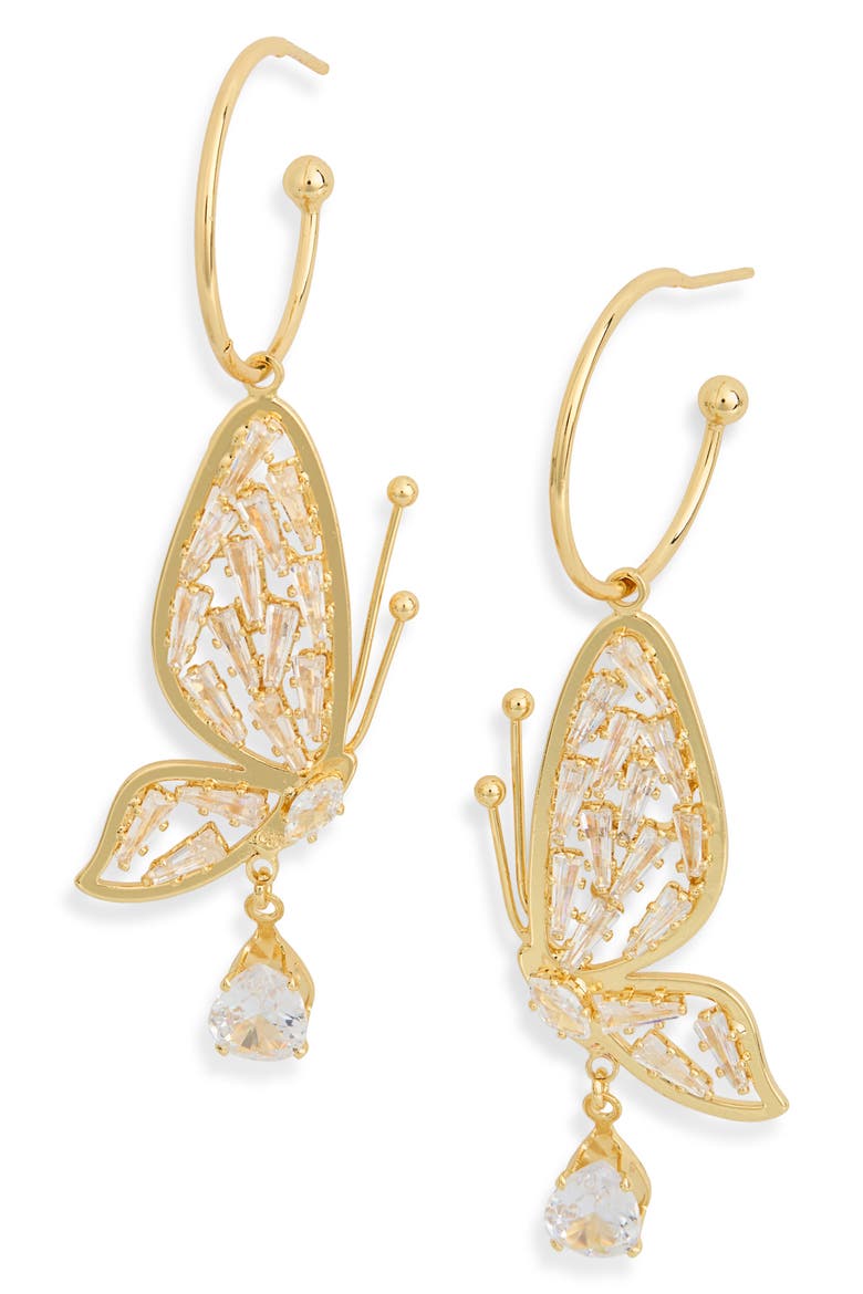 Simone Butterfly Drop Earrings, Main, color, GOLD