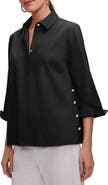 Foxcroft Beatrice Matte Satin Side Button Shirt