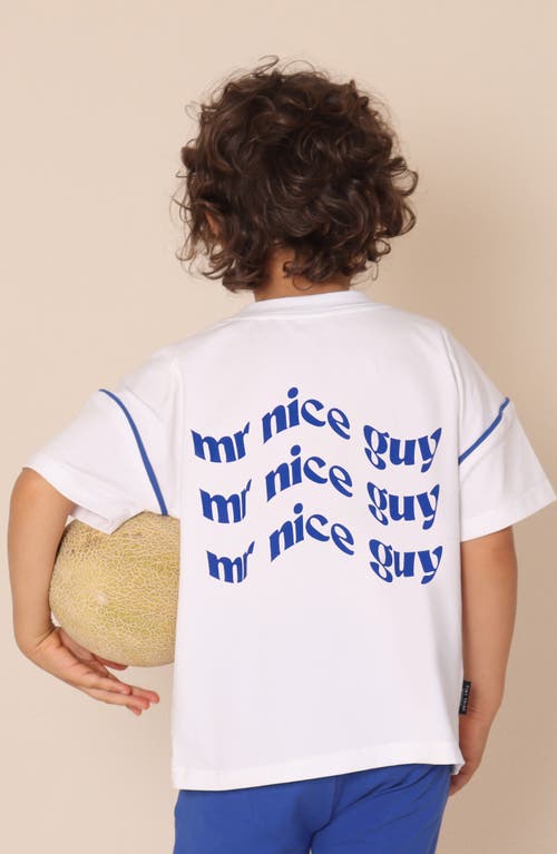 Tiny Tribe Kids' Mr. Nice Guy Piped Cotton Graphic T-shirt In White