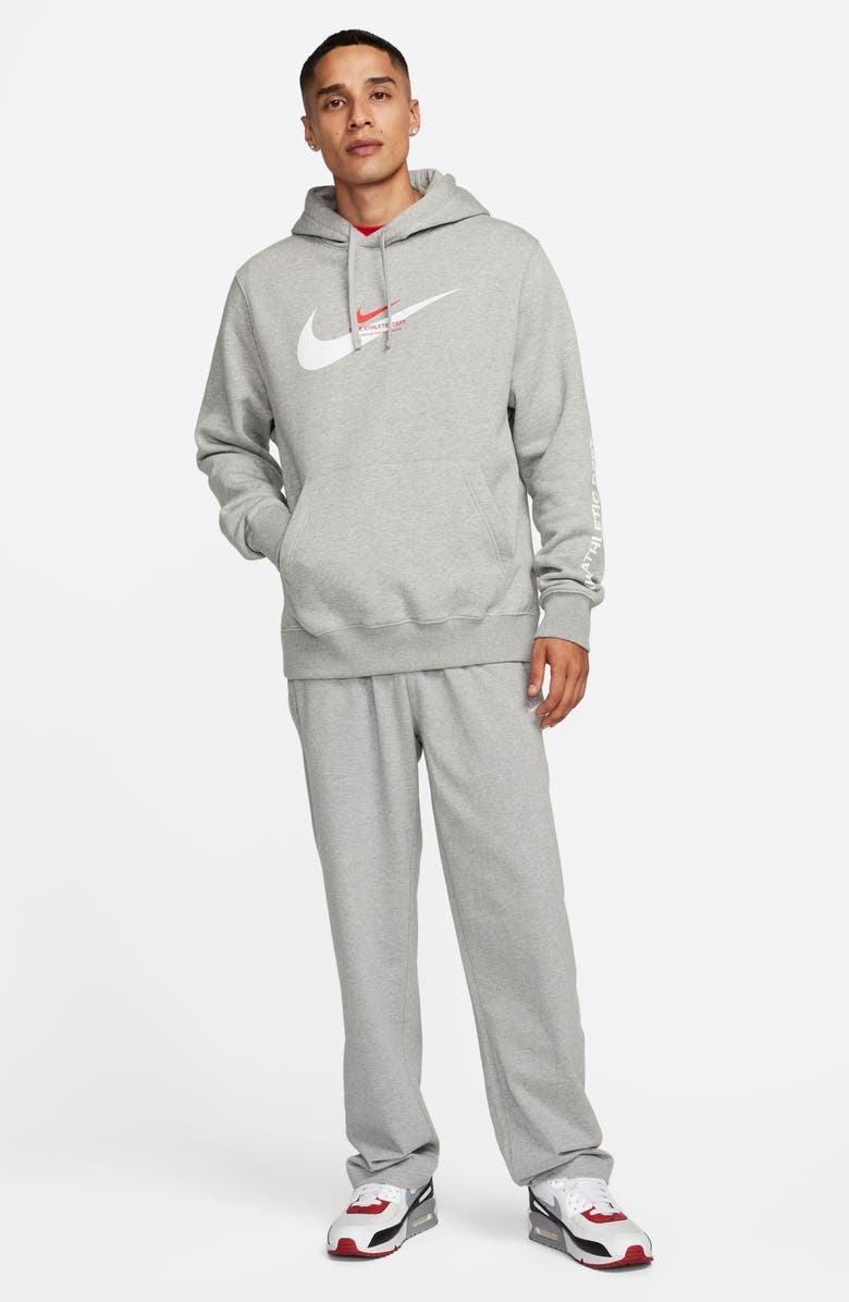 Nike Club Fleece Open Hem Pants, Alternate, color, Dk Grey Heather/ White