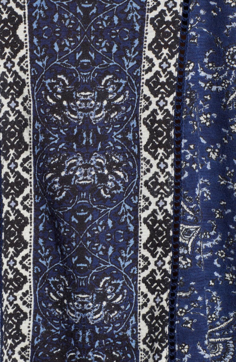 Lucky Brand Beaded Mixed Print Top, Alternate, color, 