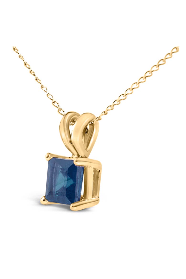 14K Gold 5x5 MM Square Shaped Gemstone Solitaire Pendant Necklace, Alternate, color, Blue Sapphire | Yellow