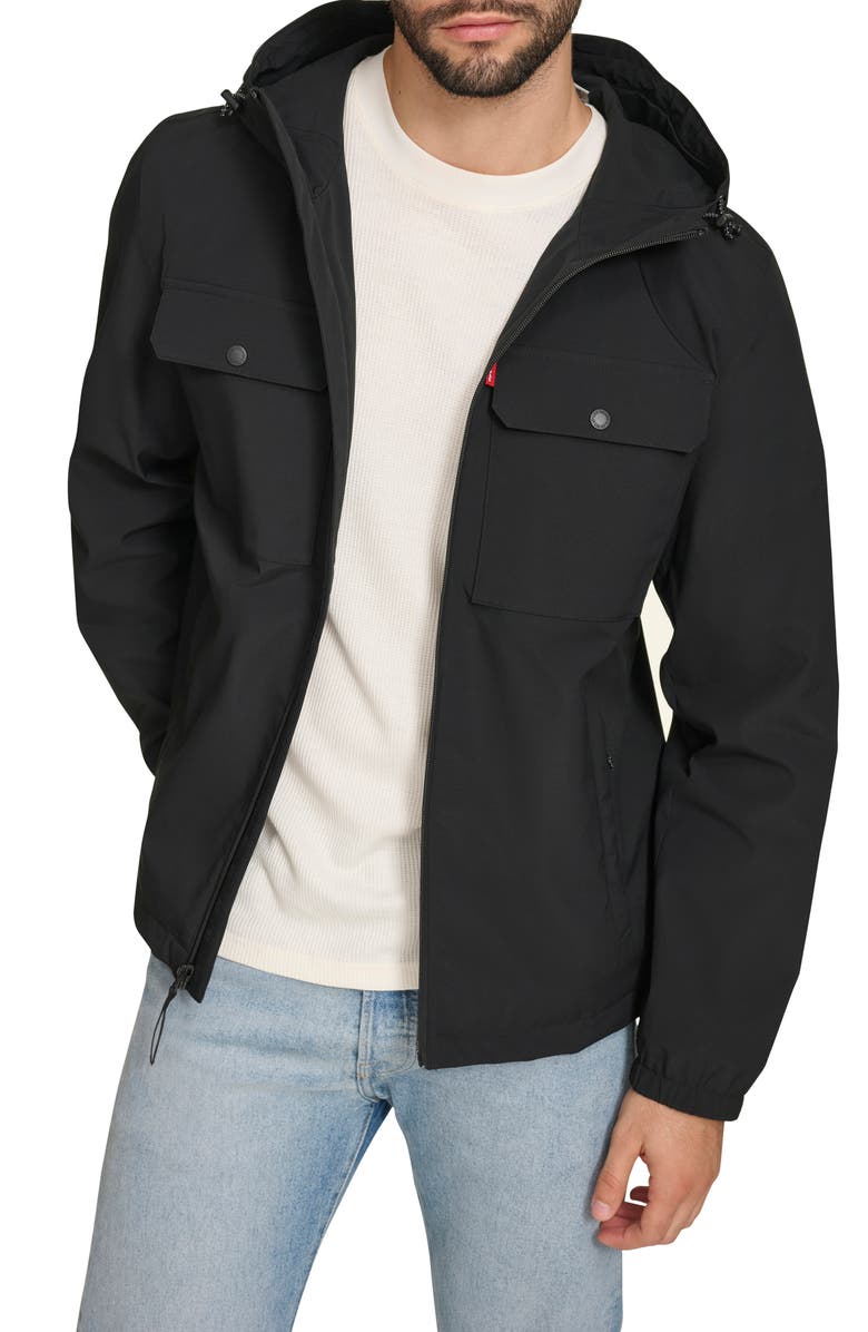 Levi's<sup>®</sup> Hooded Rain Jacket, Alternate, color, Black