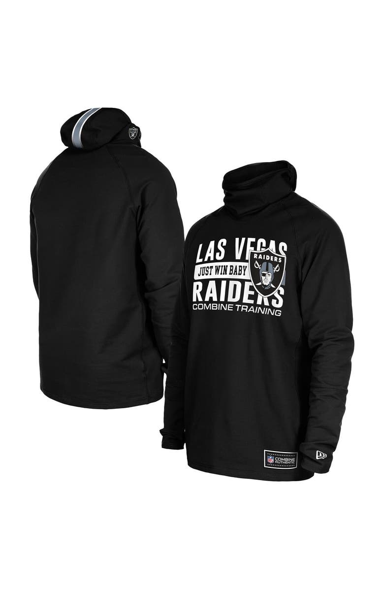 New Era Men's New Era Black Las Vegas Raiders Functional Fandom Balaclava Helmet Stripe Tri-Blend Hoodie, Main, color, Black