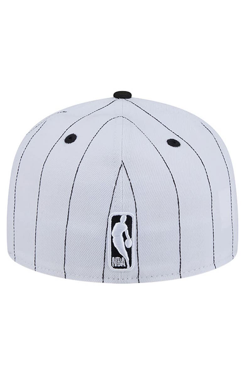 New Era Men
s New Era  White Chicago Bulls Wordmark Pinstripe 59FIFTY Fitted Hat, Alternate, color, White