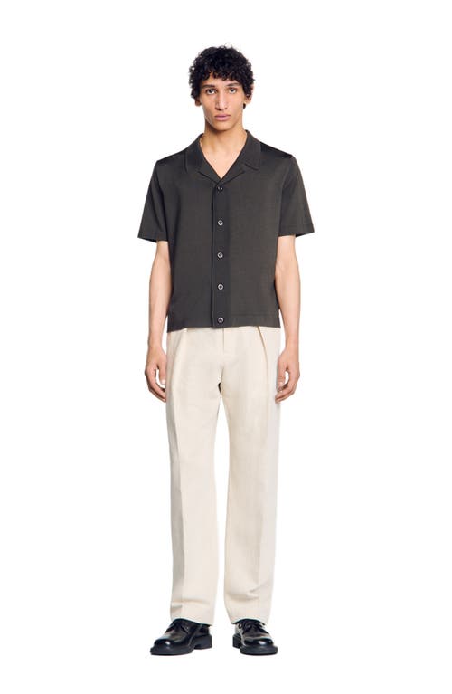 Sandro Short Sleeved Shirt In Dark Kaki.
