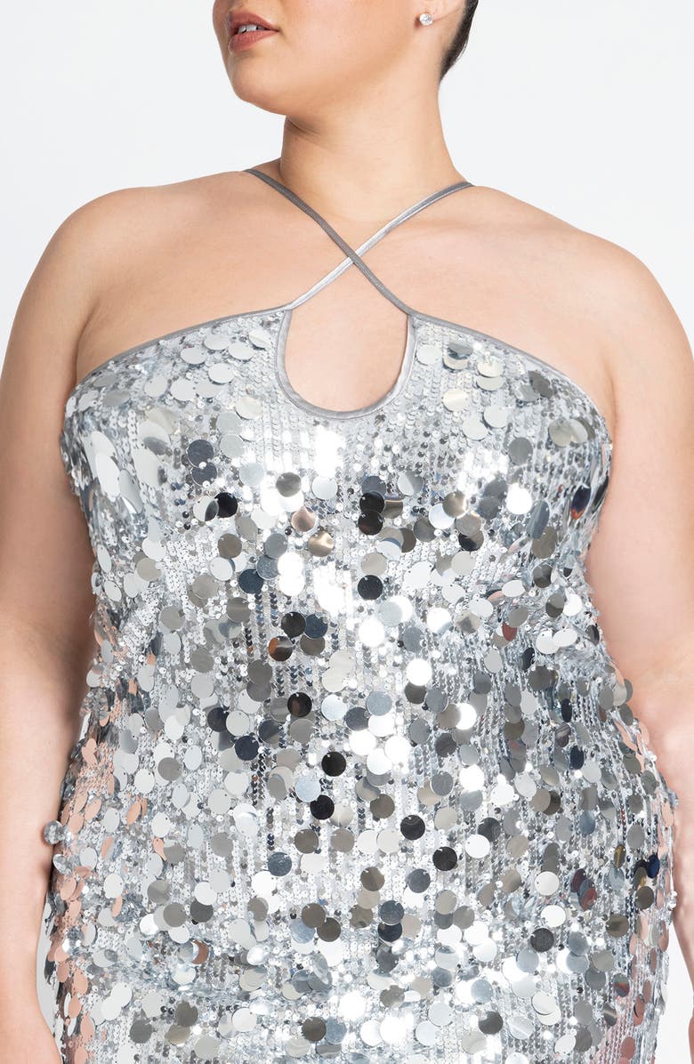 ELOQUII Sequin & Paillette Maxi Dress, Alternate, color, 