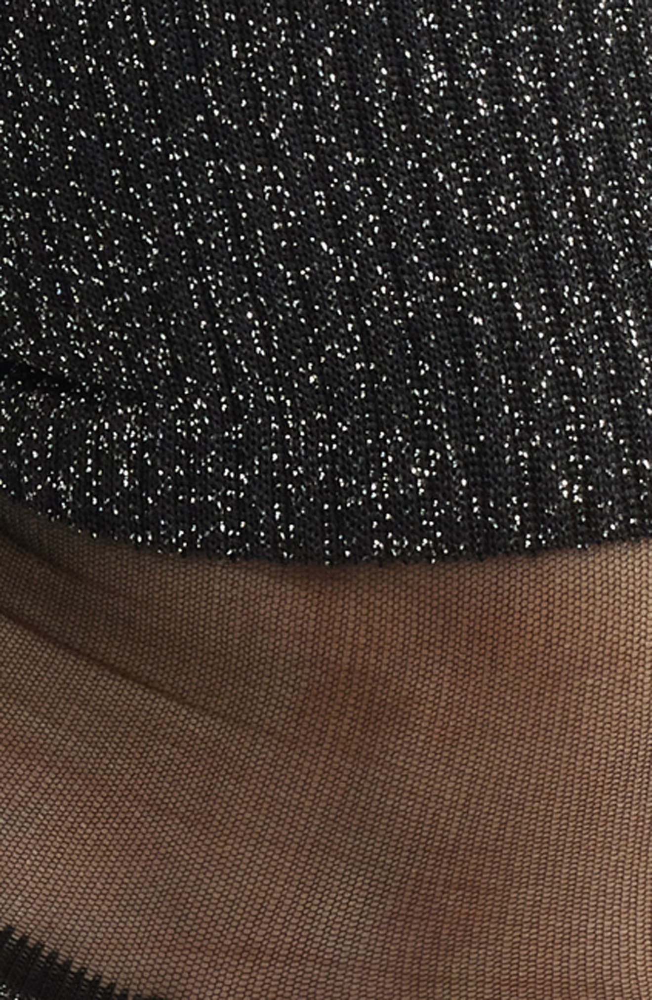 Metallic Sheer Panel Stretch Cotton Blend Quarter Socks - image 4