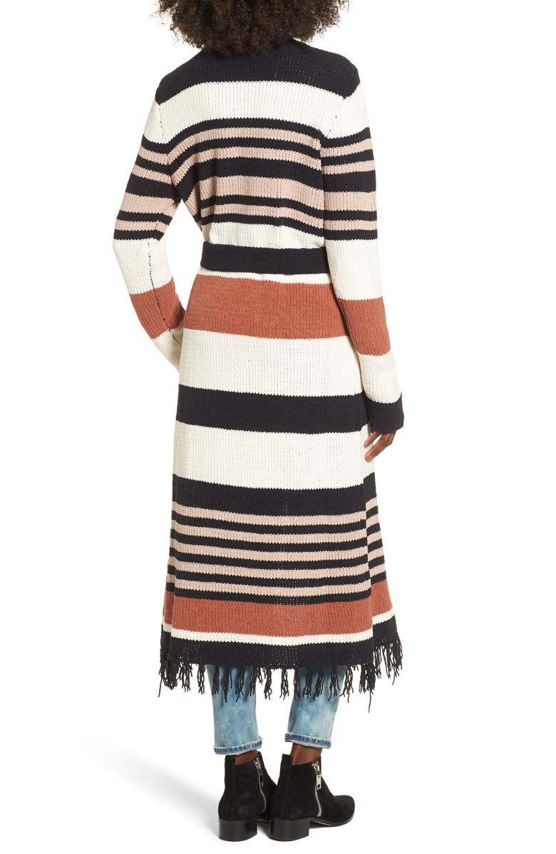 MOON RIVER Belted Stripe Knit Duster, Alternate, color, 