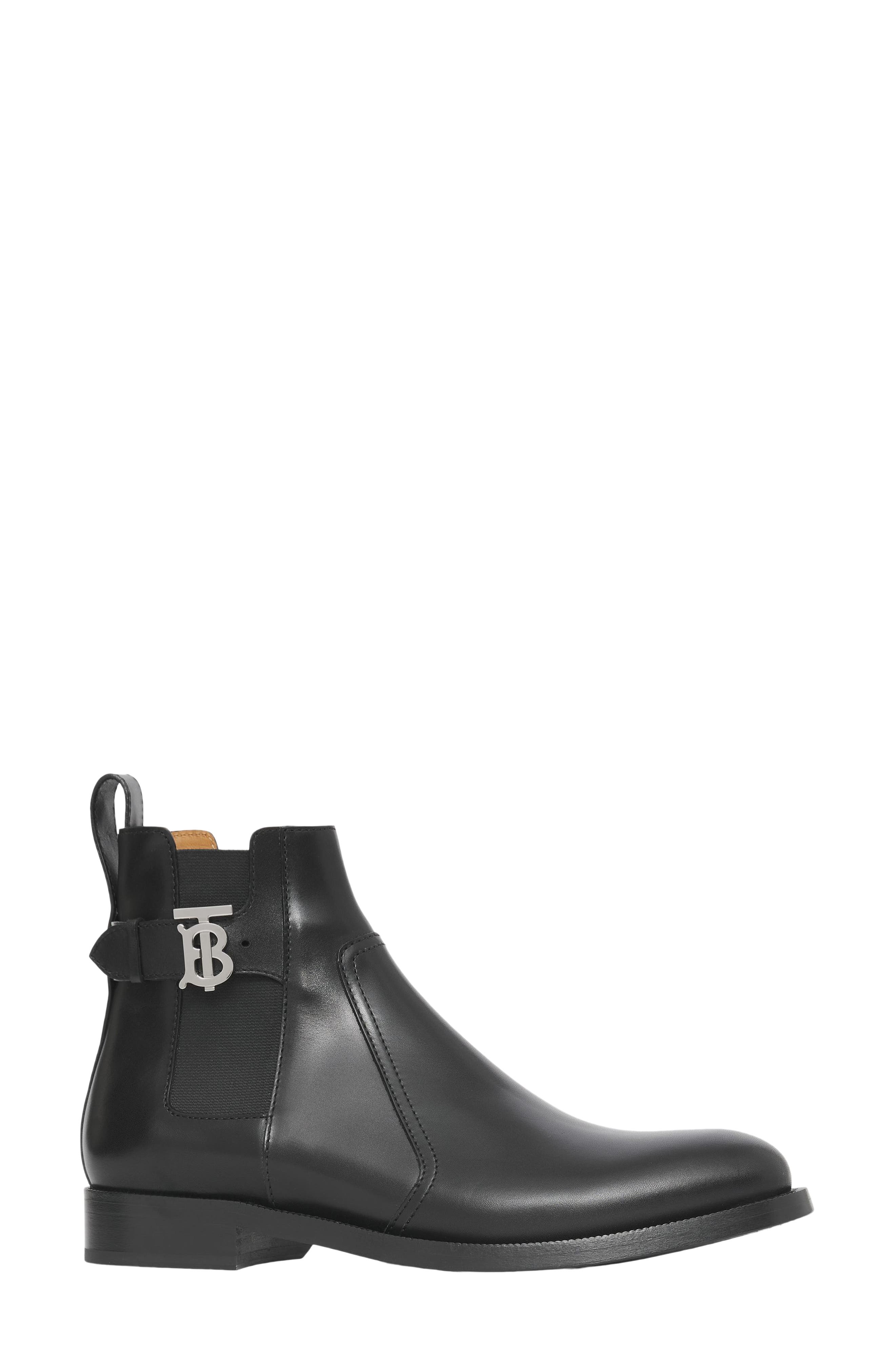 Burberry Luke TB Monogram Buckle Leather Chelsea Boot, Main, color, 