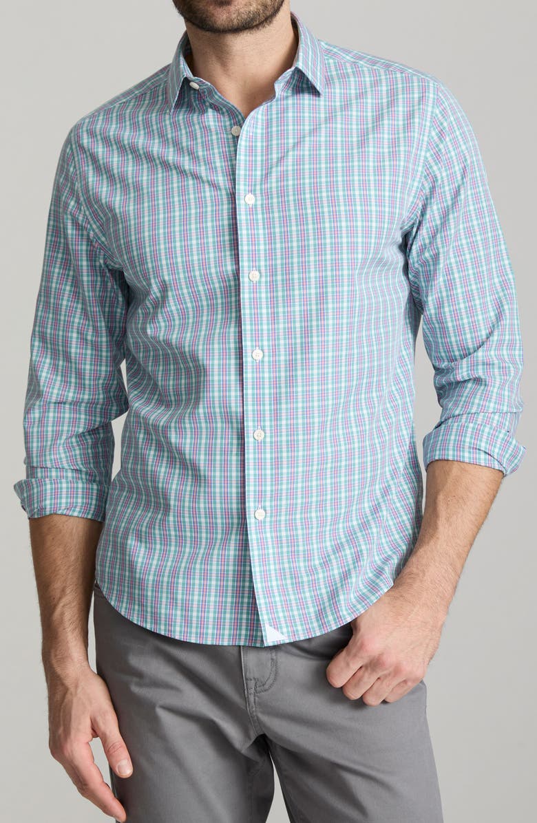 UNTUCKit Fairchild Plaid Wrinkle Free Cotton Button-Up Shirt, Main, color, Green