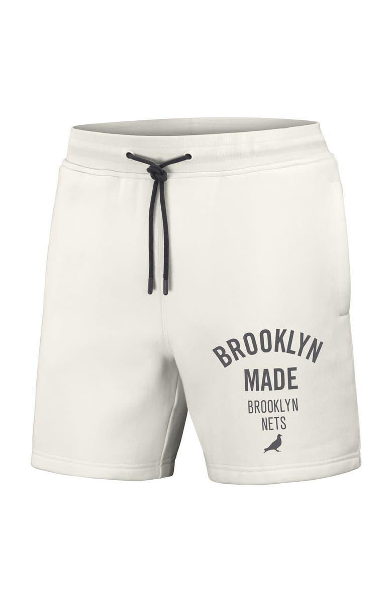 STAPLE Men's NBA x Staple Cream Brooklyn Nets Heavyweight Fleece Shorts, Alternate, color, Cream