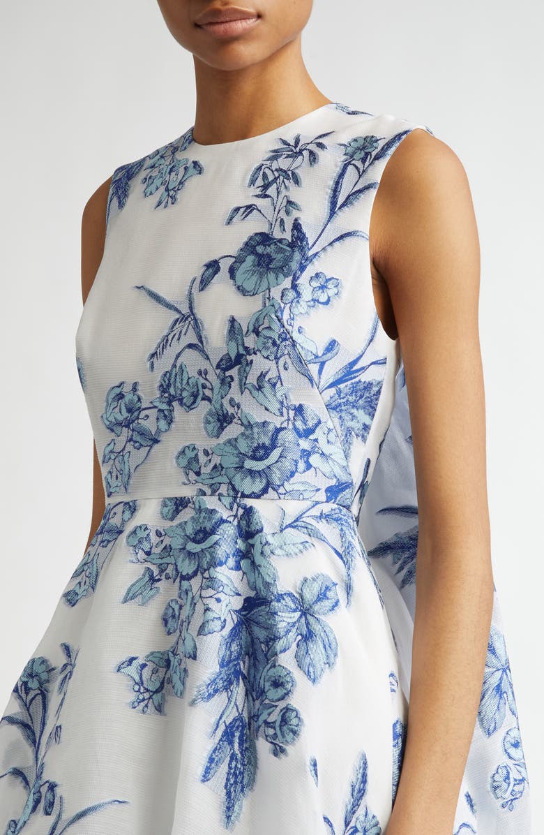 Lela Rose Tapestry Floral Bubble Hem Watteau Back Dress, Alternate, color, 