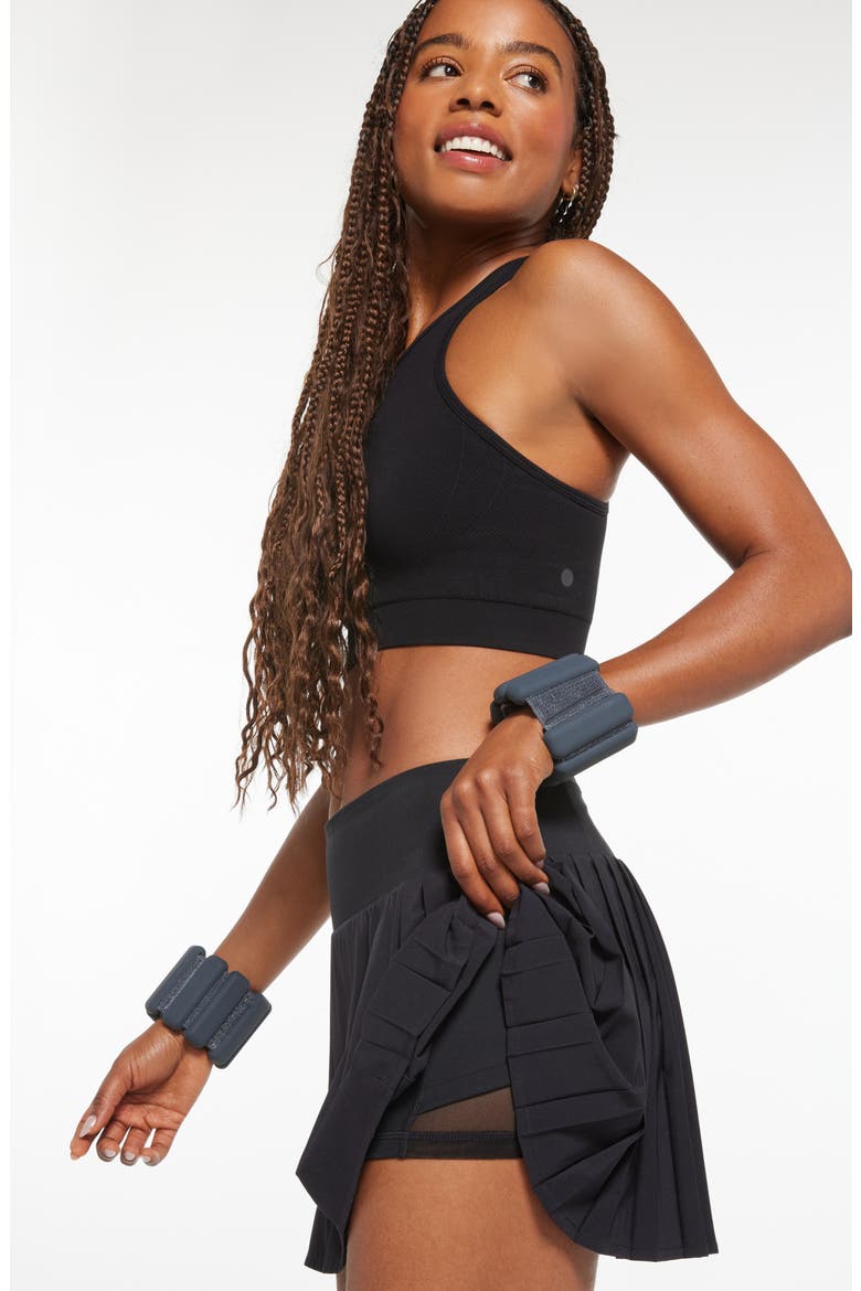 Sunburst High Waist Pleated Tennis Skort, Alternate, color, BLACK