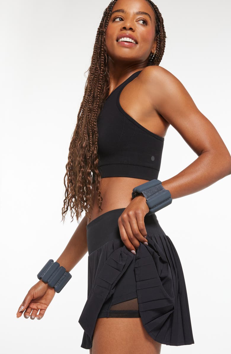 Zella Sunburst High Waist Pleated Tennis Skort, Alternate, color, Black