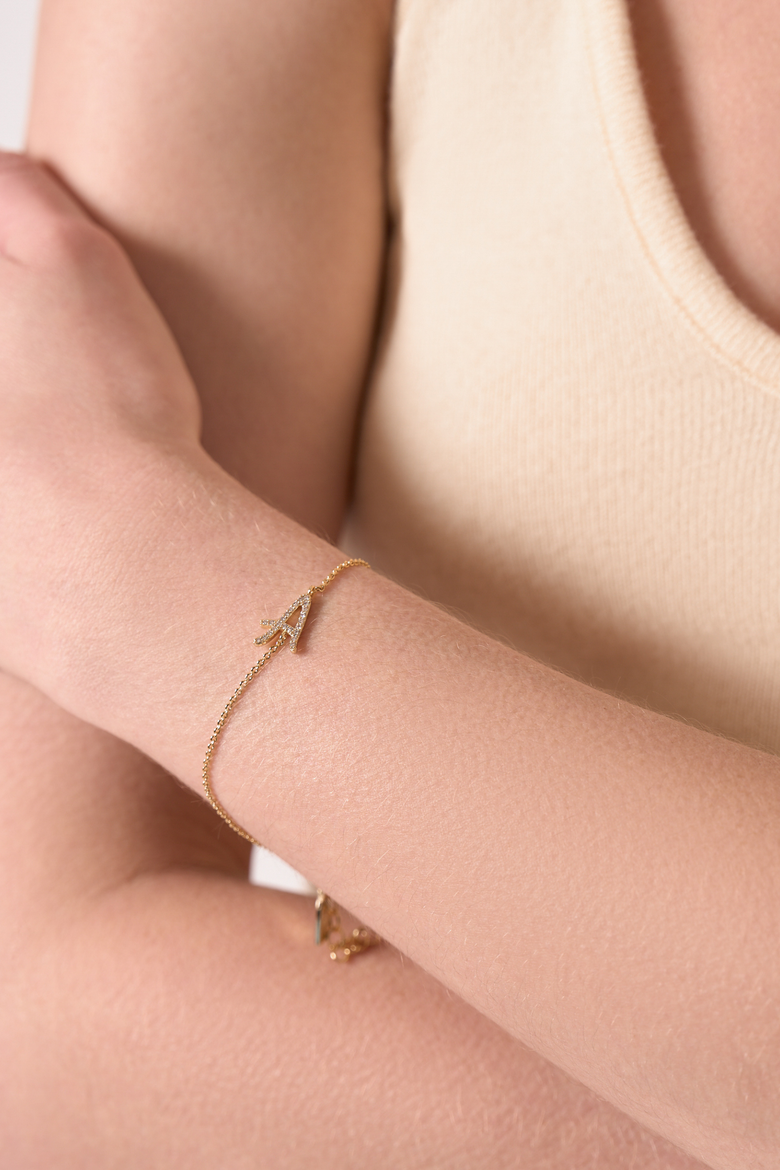 Just My Type Initial Bracelet, Alternate, color, Gold-M