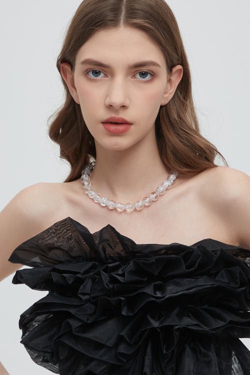 Classicharms Frostnova Azeztulite Clear Phantom Large Crystal Sphere Necklace-14mm In Silver