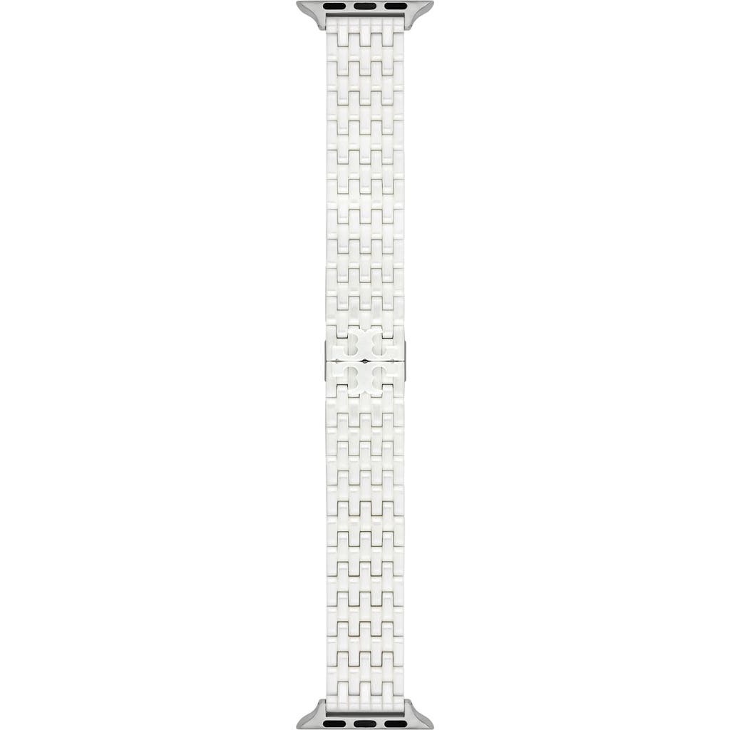 Tory Burch Eleanor Apple Watch White Ceramic Band, 36mm - 46mm In Metallic